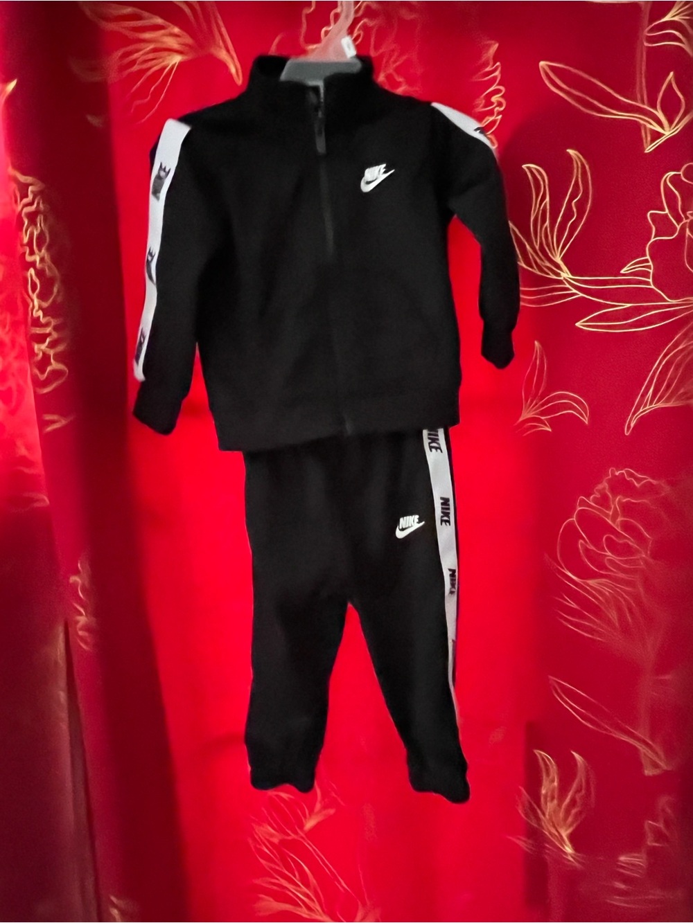 Nike Black Kids Jogger Set with White Side Tape